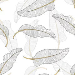 Banana leaves. Seamless pattern background. Composition on a white background. © Екатерина Исаева