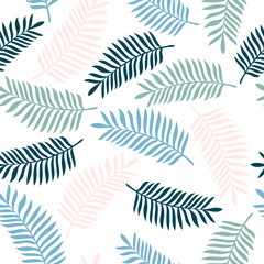 Tropical background with colorful palm leaves. Seamless floral pattern. Nature organic background.fashion fabric texture, seamless vector pattern - 166716338