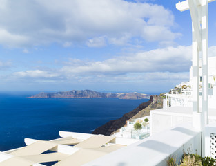 Obraz premium Krajobrazowa Santorini wyspa, Fira, Grecja