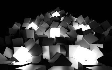 Lighting cubes background. 3D Rendering.