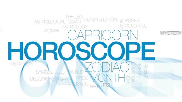 Horoscope animated word cloud, text design animation. Kinetic typography.