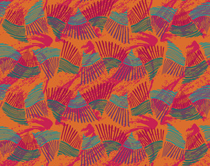 Naklejka na ściany i meble Sea shell peaces pink orange in wavy pattern with texture