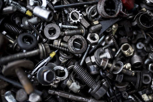Overhead view of nuts and bolts
