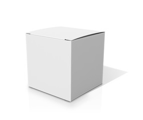 White square box on a white background. 3D illustration
