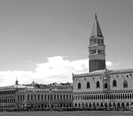 VENICE Italy High Campanile of Saint Mark and Ducal Palace black