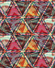 Triangles red brown striped on texture
