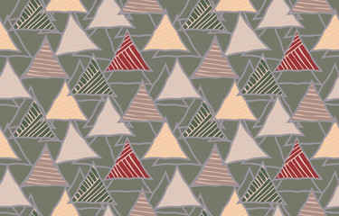 Triangles striped diagonal green with grid