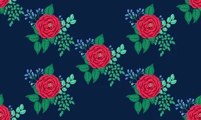 Fototapete Blumen Nahtloses Muster in kleinen süßen Blumen aus antiken Rosen und Zweigen. Chabby-Chic-Millefleurs. Blumenhintergrund für Textilien, Tapeten, Musterfüllungen, Abdeckungen, Oberfläche, Druck, Geschenkpapier, Scrapbooking,