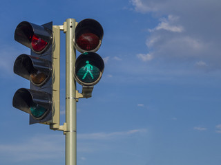 traffic light - semaphore - green walking figure puppet