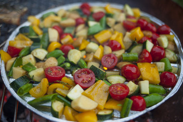Vegetable mix prepared on a grill