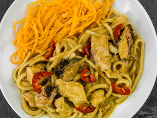 Chicken Katsu Curry Noodles With Chilli