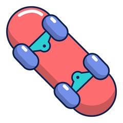 Skateboard icon, cartoon style