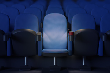 Blue movie theater armchair