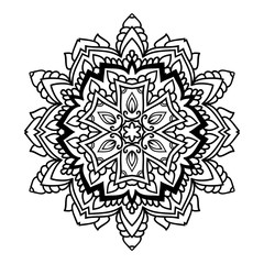 Obraz premium Mandala. Black and white decorative element. Picture for coloring.