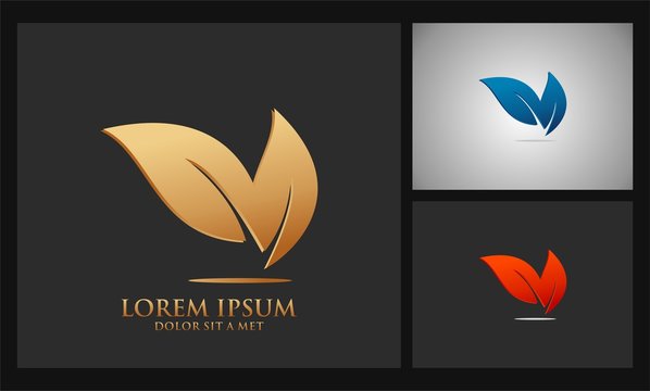 abstract M leaf vector logo