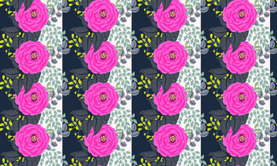 Fototapeta na wymiar Seamless pattern in small cute flowers of antique roses and branches. Chabby chic millefleurs. Floral background for textile, wallpaper, pattern fills, covers, surface, print, gift wrap, scrapbooking,