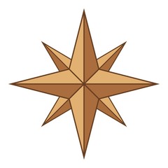 Obraz premium Ancient sign of wind rose icon, cartoon style