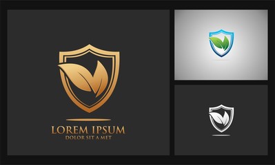 shield health green leaf vector logo