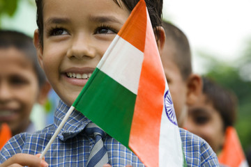Boy with Indian flag