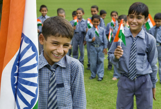 School kids celebrating Independence Day 