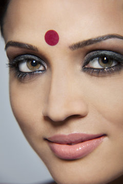 Close-up of a beautiful woman with a bindi