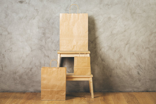 Ladder with shopping bags