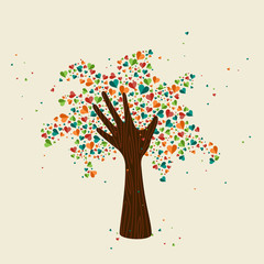 Hand tree love symbol for community help