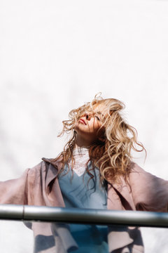 woman with hair in her face
