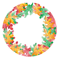 Obraz premium Wreaths From Autumn Leaves Watercolor