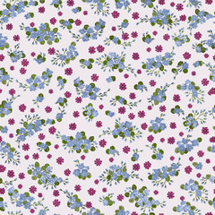 Simple gentle pattern in small-scale flower. Millefleurs. Liberty style. Floral seamless background for textile or book covers, manufacturing, wallpapers, print, gift wrap and scrapbooking.