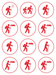 Set of Hiking icon illustration isolated vector