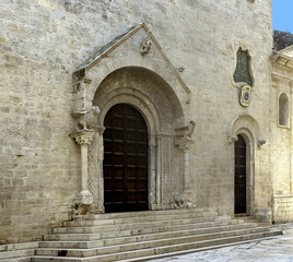 Obraz na płótnie Canvas Romanesque architecture cathedral portal church. Bisceglie. Apulia. Italy