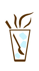 vector flat Glass with spoon and ice icon