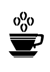 vector flat black coffee cup icon isolated.