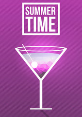 Minimal Summer Cocktail Flyer - Vector Illustration.