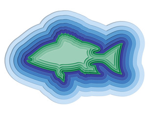 illustration of a layered fish in the sea