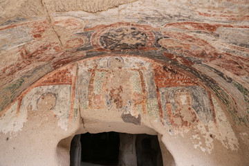 Frescos in a Cave Church in Zelve Valley, Cappadocia