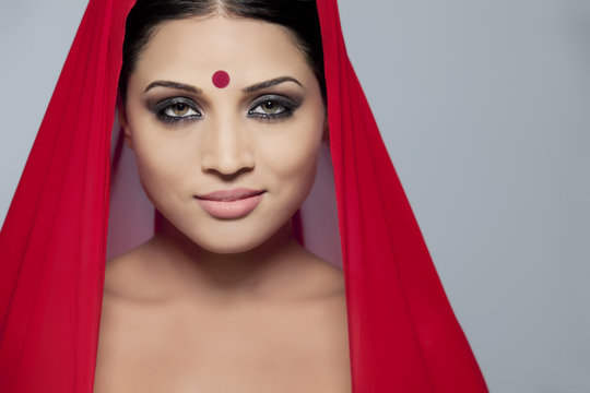 Portrait of a beautiful woman with a bindi