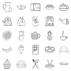Feeding icons set, outline style