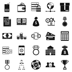 Cash costs icons set, simple style