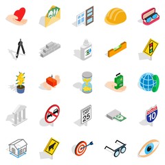 Worry icons set, isometric style