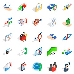Profession icons set, isometric style