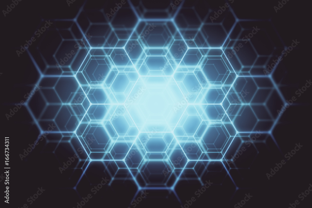 Wall mural Blue hexagonal background