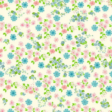Simple cute pattern in small flower. Liberty style. Floral seamless background for textile or book covers, manufacturing, wallpapers, print, gift wrap and scrapbooking.