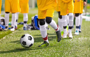Fototapeta premium Youn Soccer Football Players Practicing Ball Control on Training Session