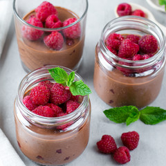 Chocolate mousse and raspberry