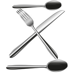 Picture of a table set, fork, knife, spoon