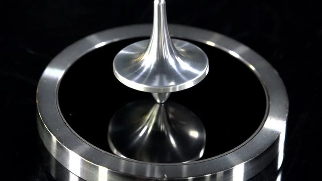 Silver Top Spins And Falls Close Up