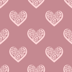 Fototapeta na wymiar Background for Valentines day, wedding invitation. Seamless pattern with hand drawn hearts. Design for greeting card, scrapbook