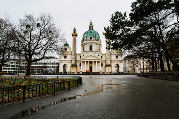 St Charles Church in the morning in Vienna, Austria